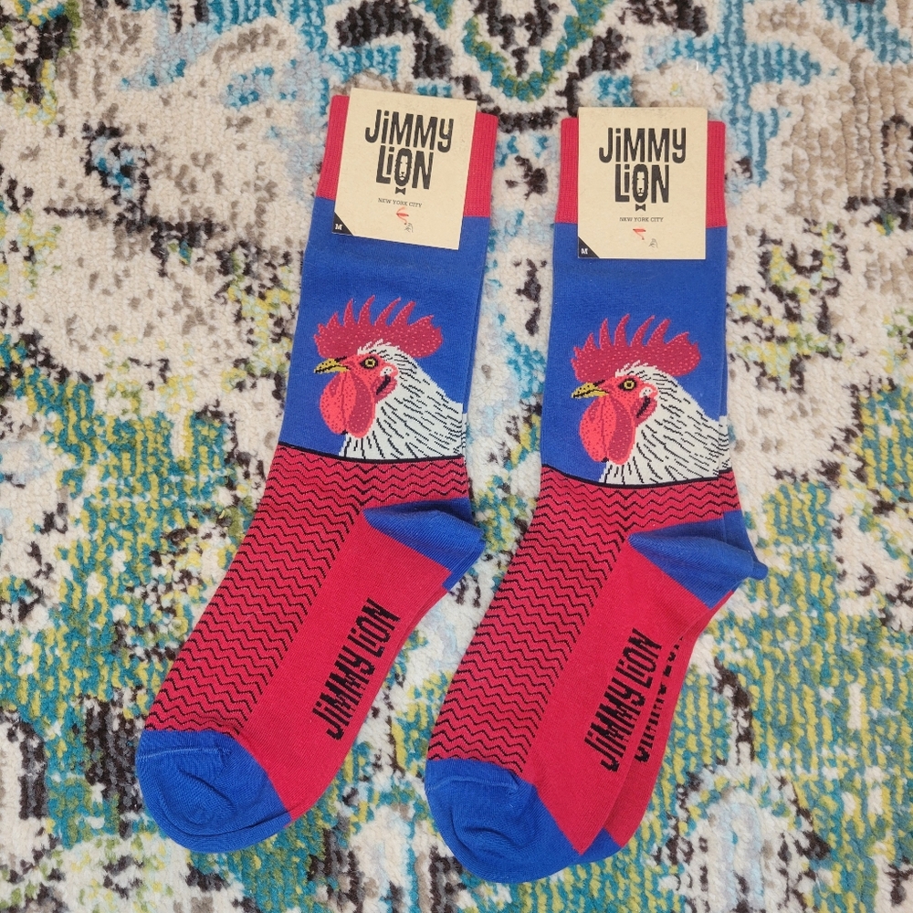 Jimmy Lion NEW‎ Rooster Socks, Lot Of Two Pairs Size Medium